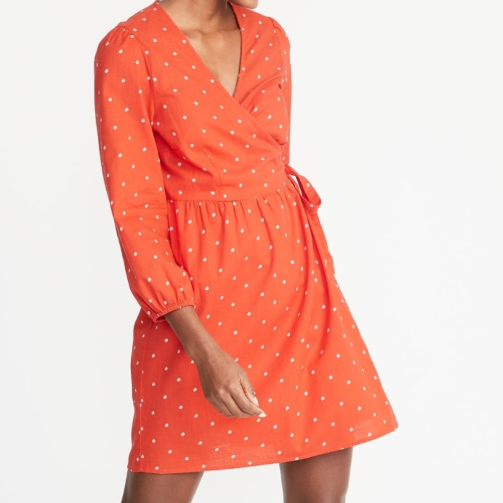 Old Navy Red Floral Wrap Dress